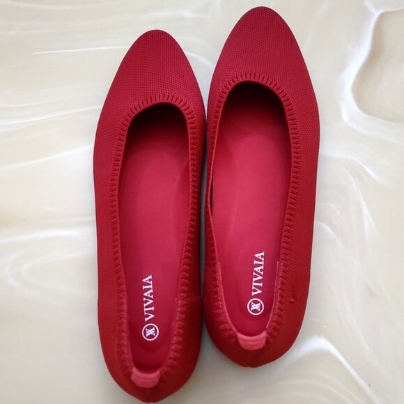Vivaia Aria 5° Ruby Red Lightweight Pointed Toe Ballet Flats Size 41.5/10 - Picture 3 of 14